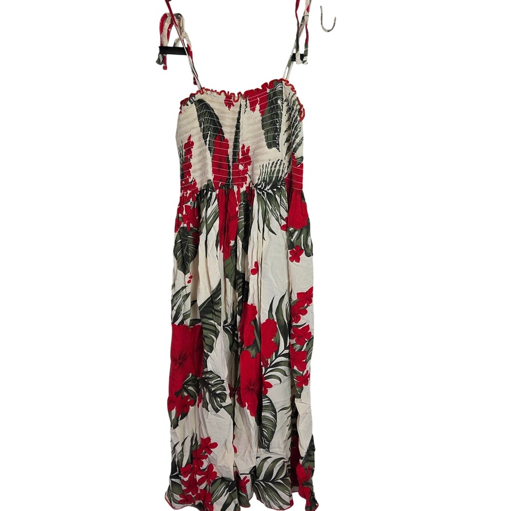Favani Hawaii Tropical‎ Hibiscus Sundress Smocked Rayon Resort One Size